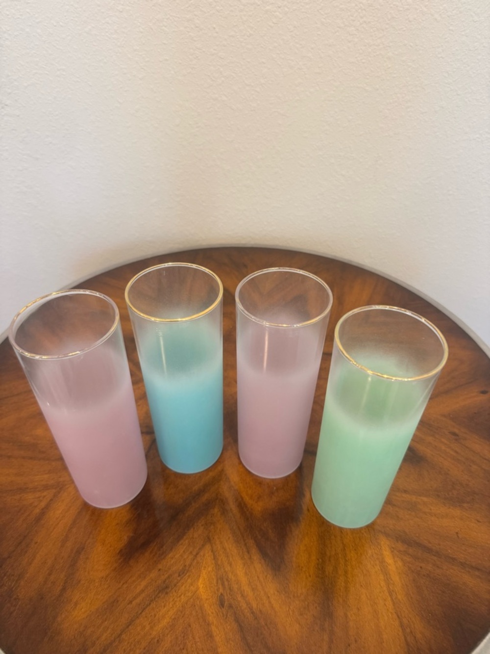 Set of 4 1950’s Federal Glass Frosted High Ball Cocktail Glasses